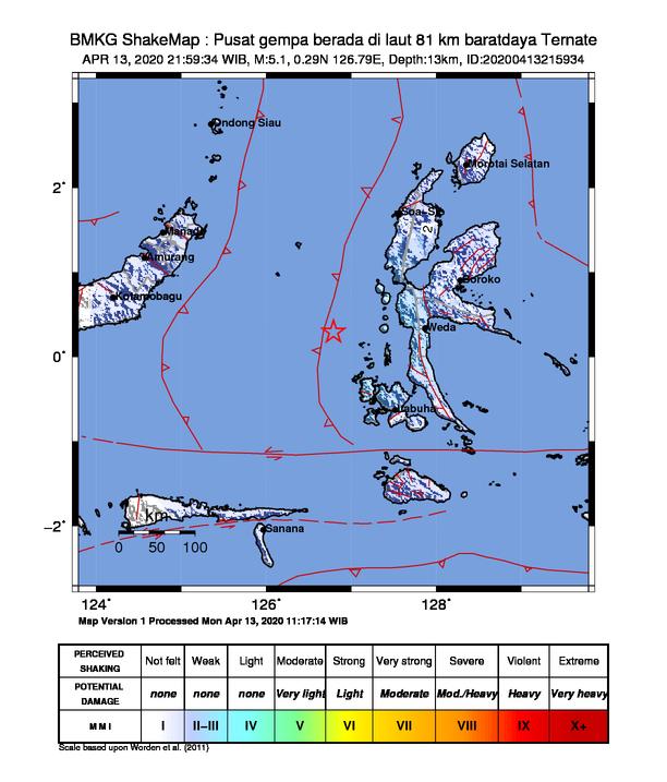 Gempabumi Magnitudo 5,1 Guncang Ternate 11