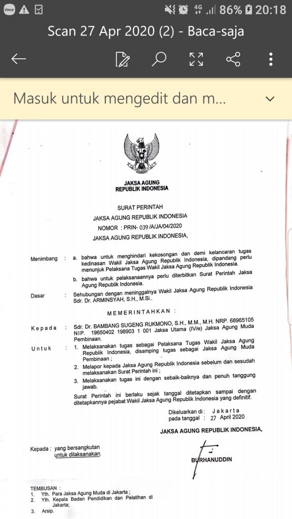 Bambang Rukmono Jadi Plt Wakil Jaksa Agung 13