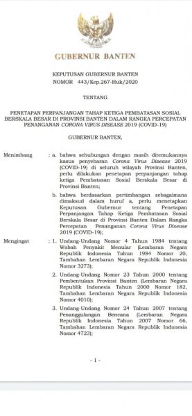 Gubernur Wahidin Perpanjang PSBB Provinsi Banten Tahap III 29