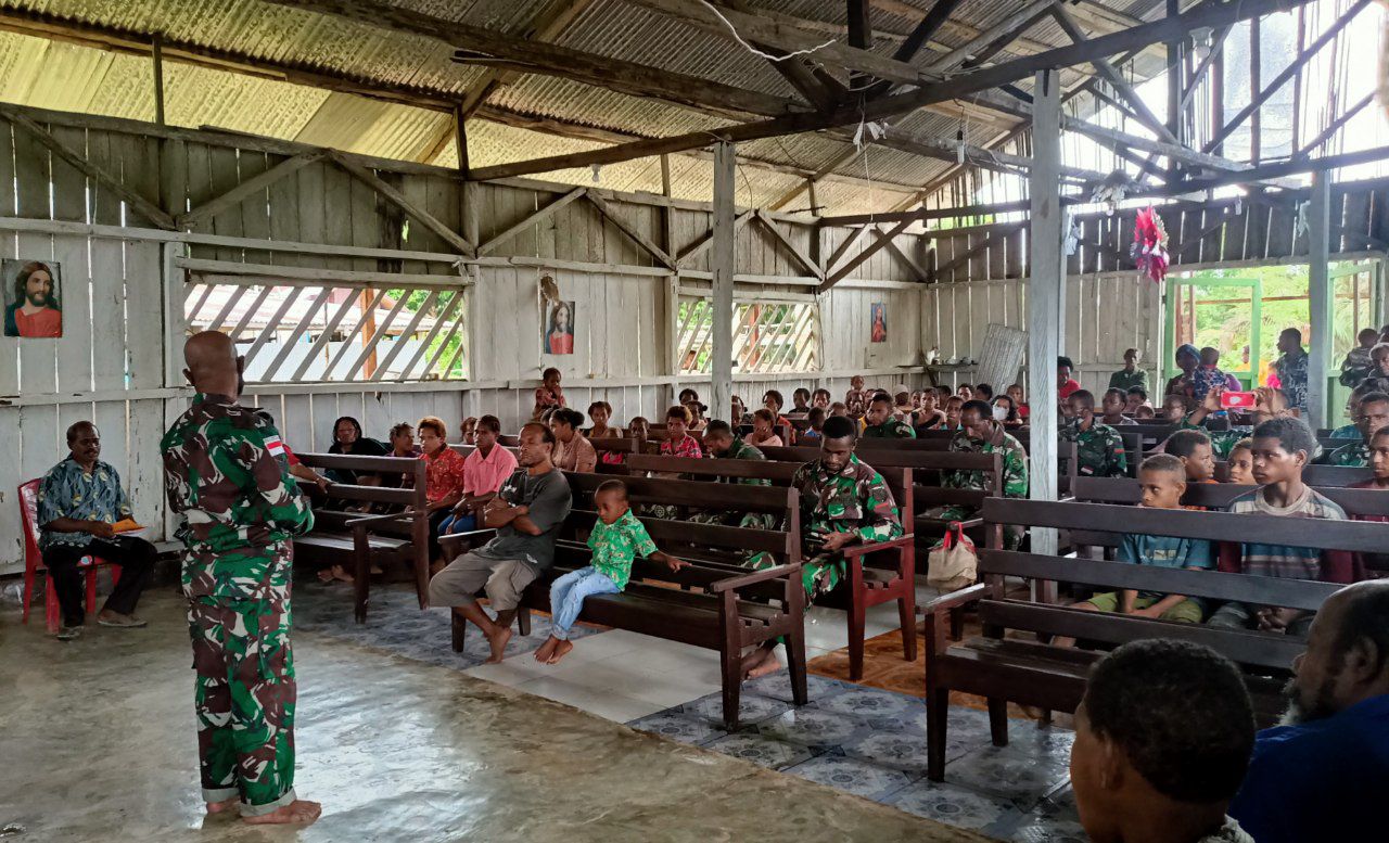 IMG-20210314-WA0040 Personel TMMD Ke-110 Kodim Boven Digoel Ajak Generasi Muda Setempat Rajin Beribadah 1