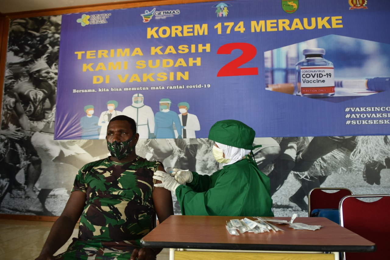 IMG-20210324-WA0024 150 Personel Korem 174 Merauke Jalani Vaksinasi Covid-19 Tahap Kedua 1