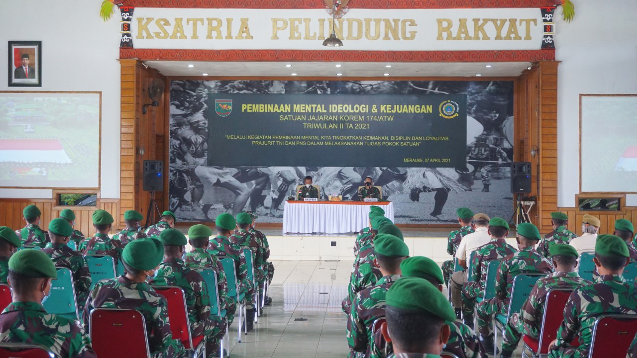 Prajurit dan PNS Korem 174 Merauke Ikuti Bintal Ideologi dan Kejuangan 1