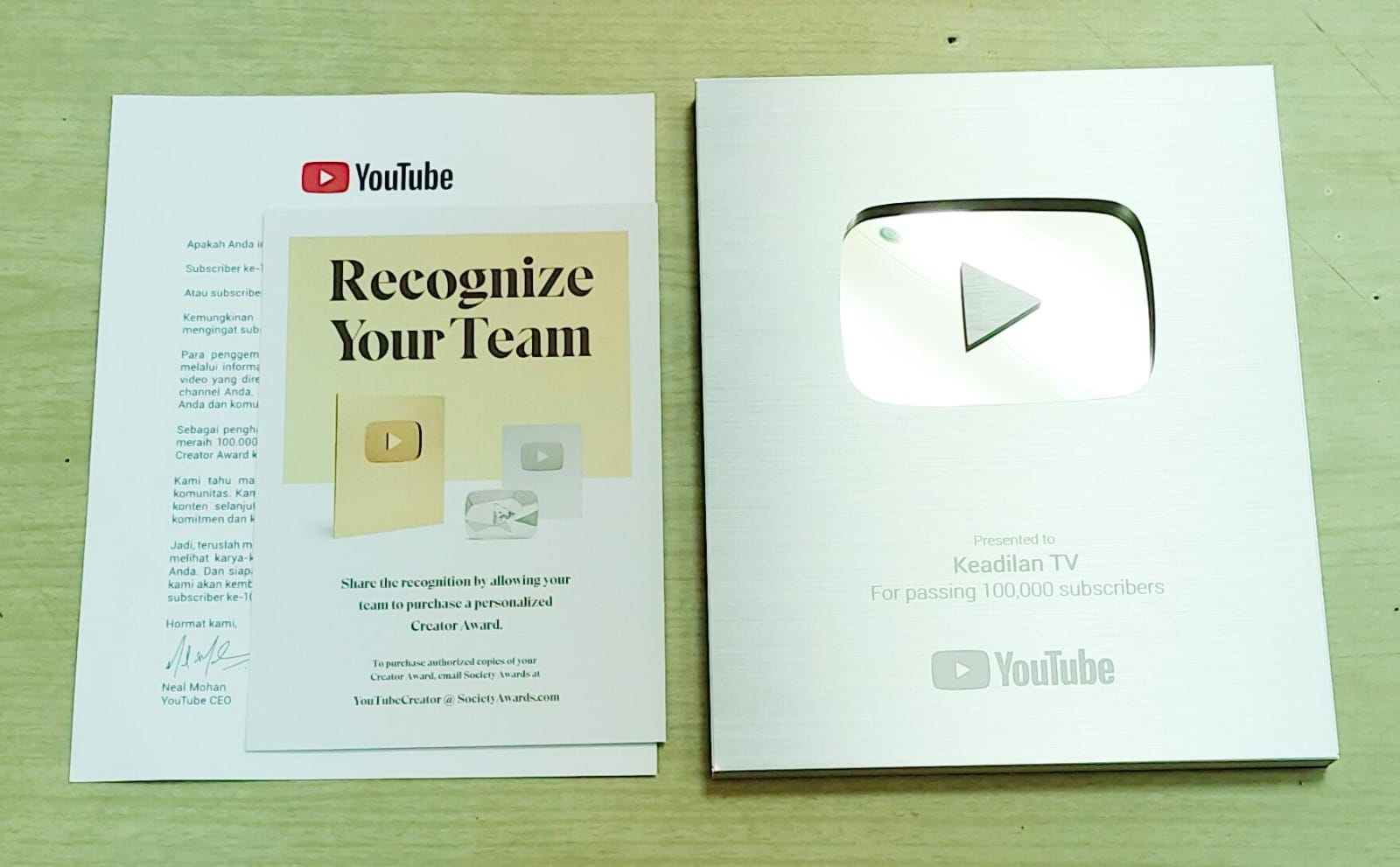 Subscriber Lebih 100 Ribu, KEADILAN TV Terima Silver Play Button dari YouTube 2