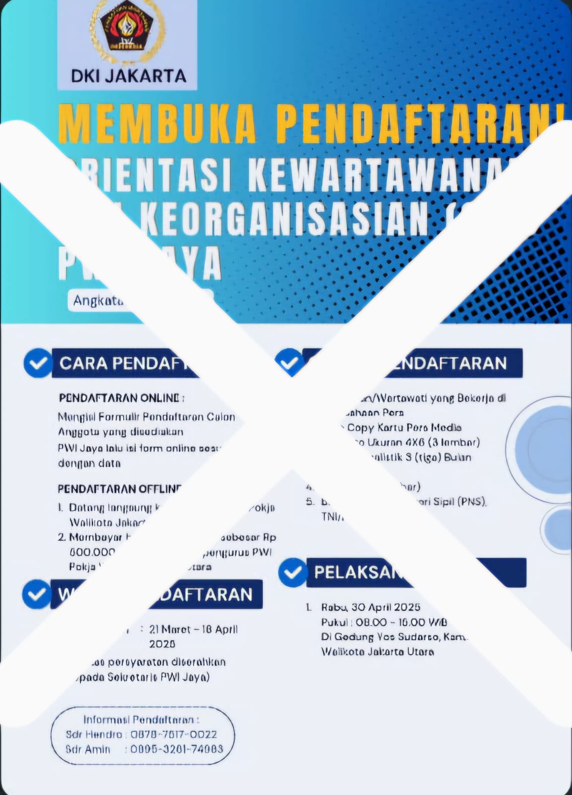Beredar Pengumuman Pendaftaran OKK Pakai Rekening Pribadi, Ketua PWI Jaya: Itu Ilegal dan Berpotensi Penipuan 3