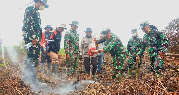 Menembus Gambut, Tim Mabes TNI Padamkan Sisa Api Karhutla di Bengkalis 2