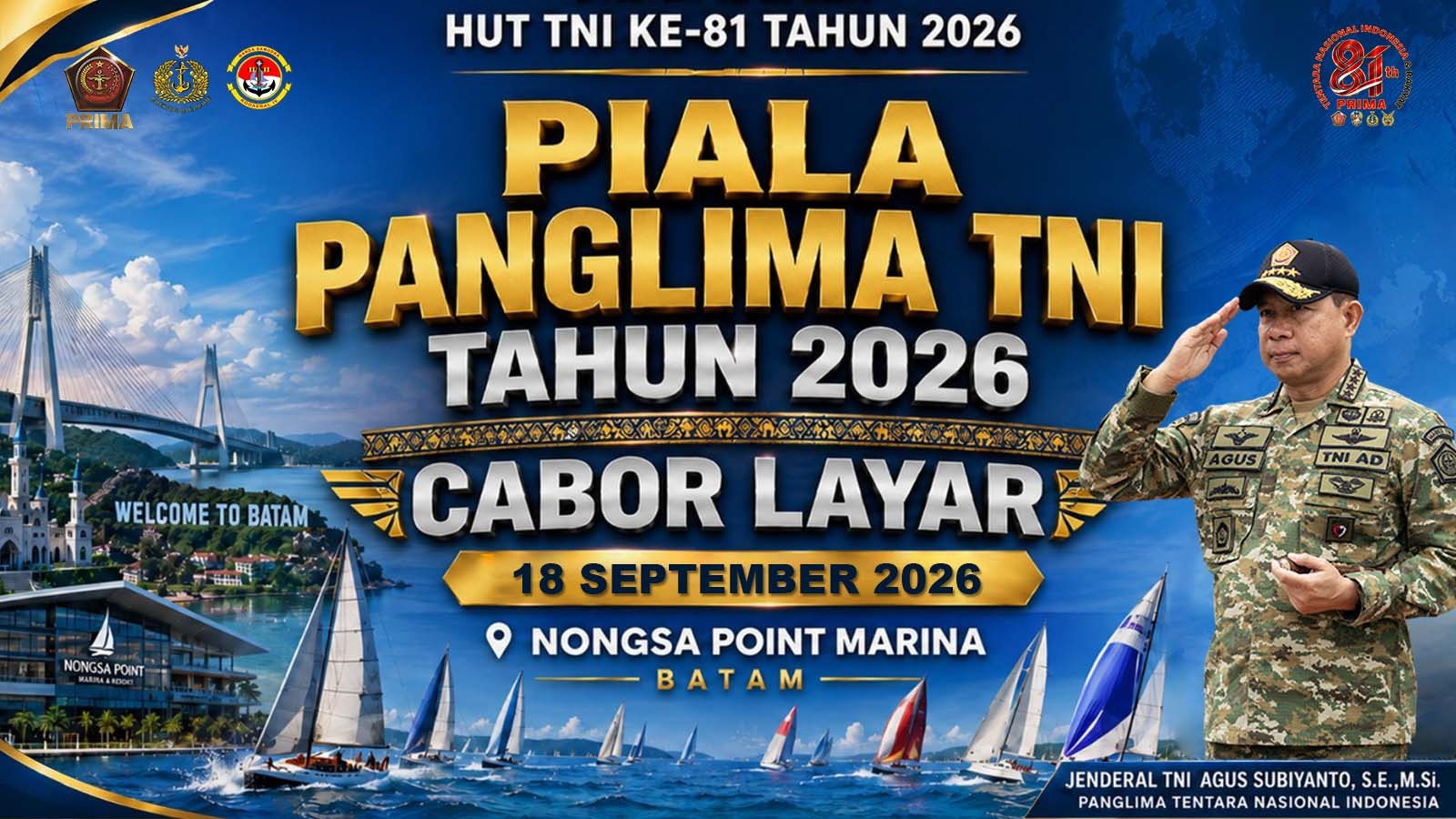 Kejuaraan Layar Piala Panglima TNI 2026 Siap Digelar di Batam 1 Kejuaraan Layar Piala Panglima TNI 2026 Siap Digelar di Batam 2