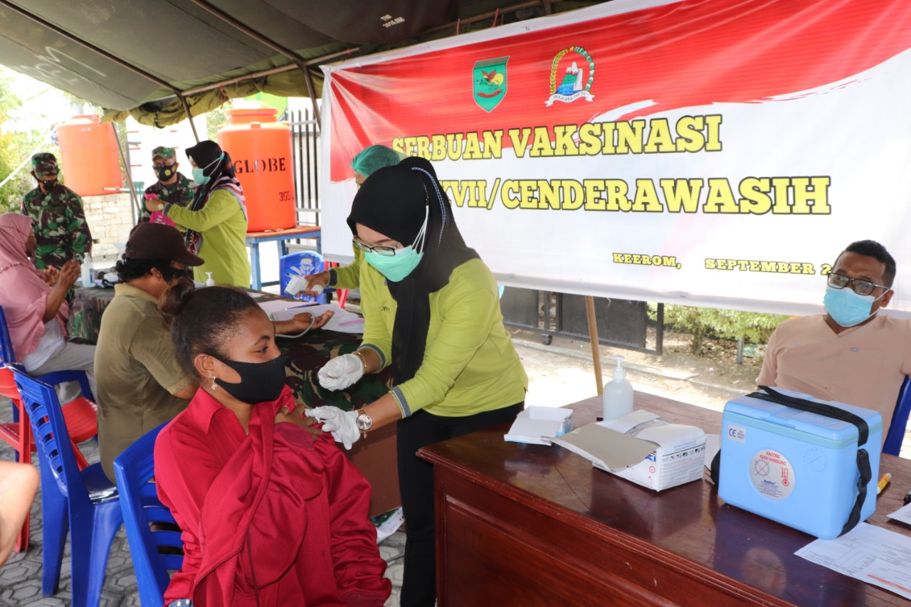 IMG-20210914-WA0049 Tekan Laju Penyebaran Covid-19, Kodam XVII/Cenderawasih Bersama FKUB Kabupaten Keerom Gelar Serbuan Vaksinasi 1