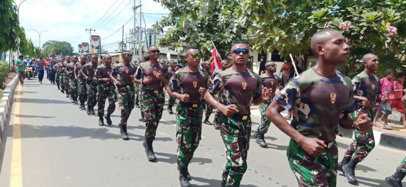 Ratusan Prajurit Orang Asli Papua Semarakan Kirab Api PON XX Tahun 2021 di Merauke 21