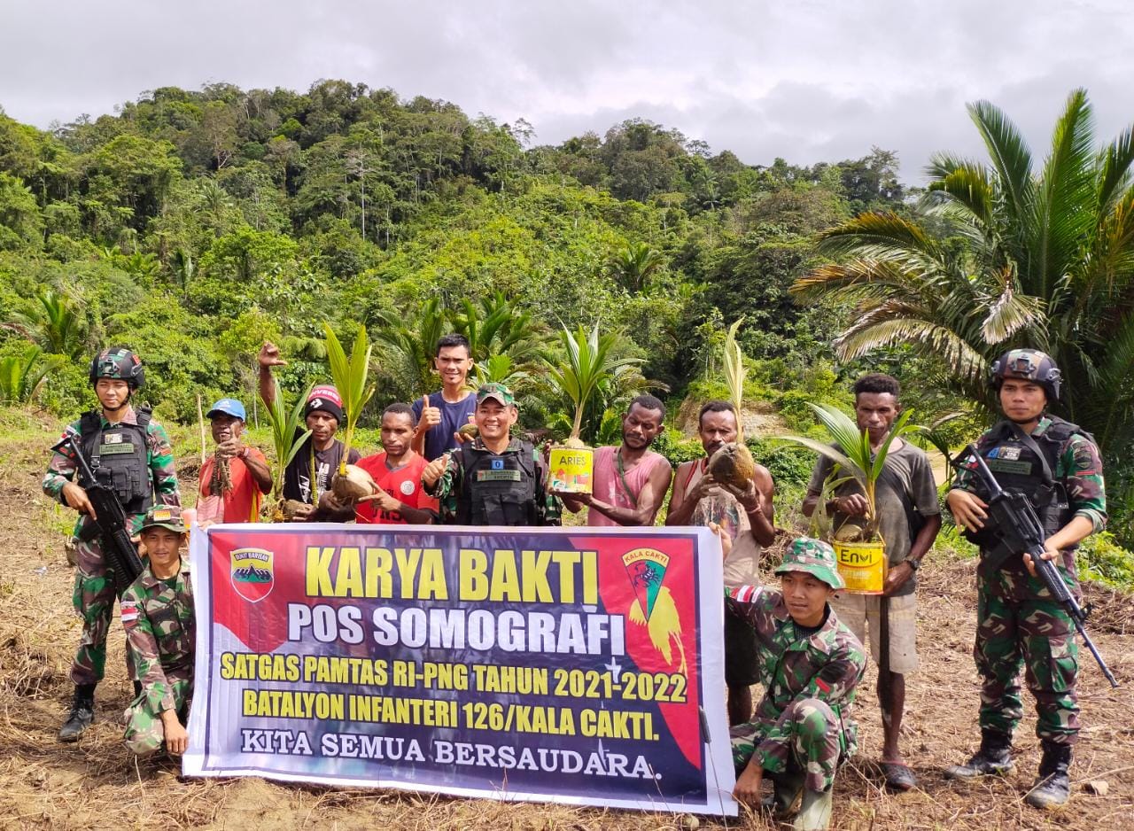 Ketahanan Pangan, Satgas Pamtas Yonif 126/KC Ajak Warga Garap Tanah Adat Jadi Lahan Produktif di Perbatasan RI-PNG 1