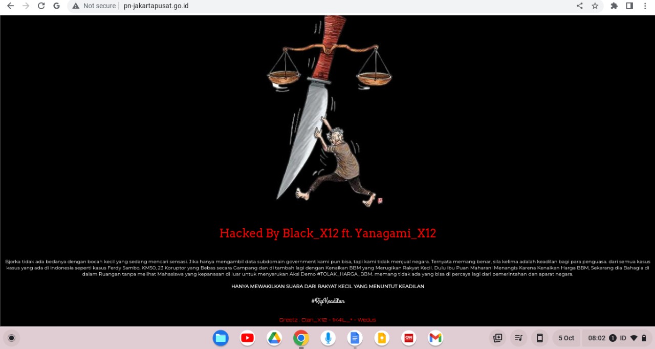 IMG-20221005-WA0051 Situs Pengadilan Jakarta Pusat Diretas, Singgung Kasus Ferdy Sambo Hingga Kenaikan Harga BBM 1