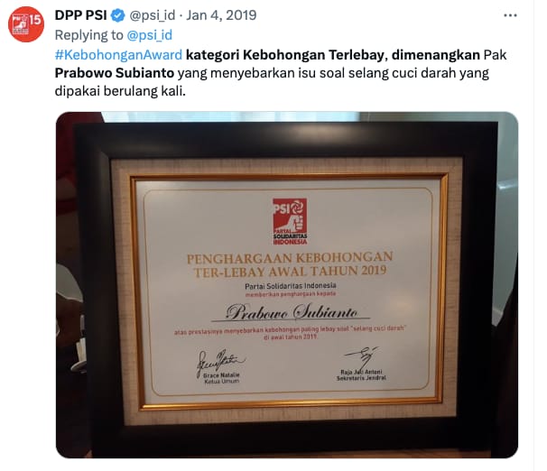 Ditanya Soal Penghargaan Kebohongan Award Kepada Prabowo, PSI Geram 1